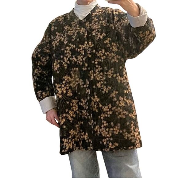 Tapestry Quilted Patchwork Embroidered Floral Jacket Black Brown Gold Coat XL - Picture 2 of 16